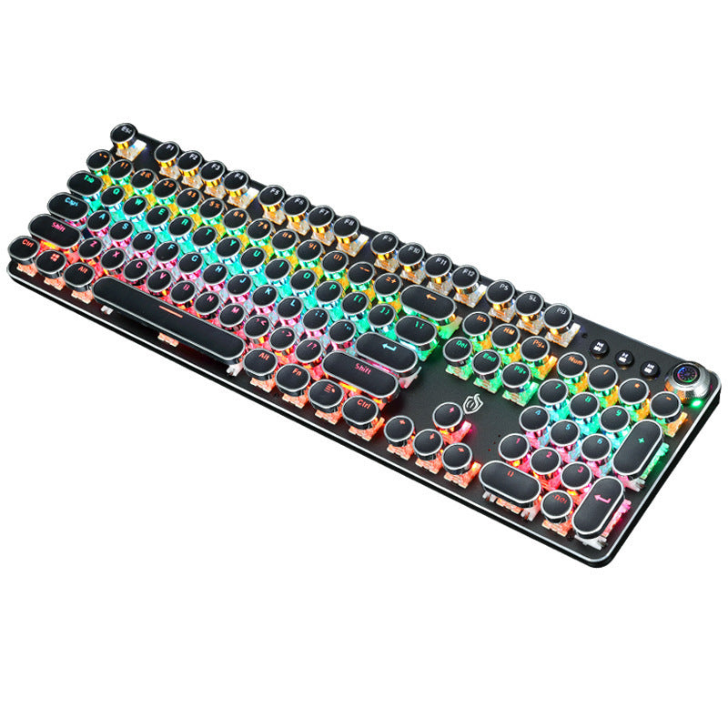 Mechanical keyboard with luminous retro punk electroplating button