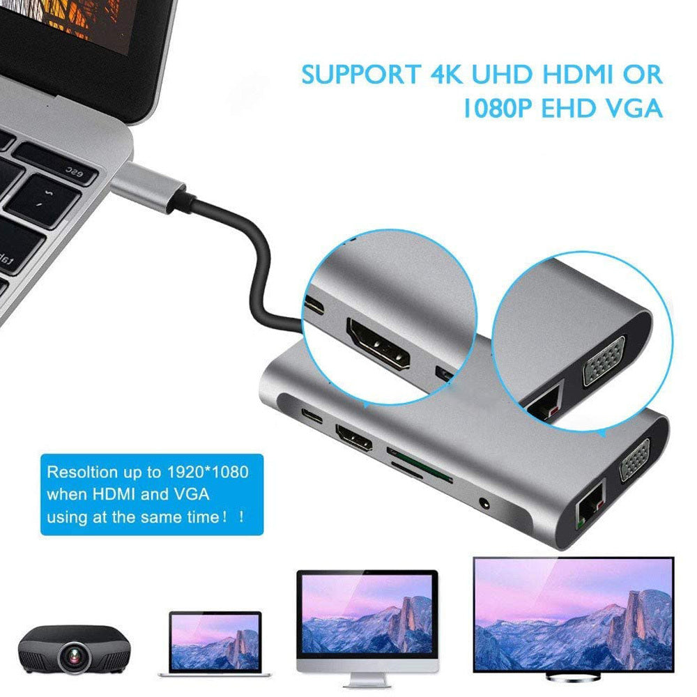 USB Typ C zu HDMI 10in 1 Erweiterung USB-Dock