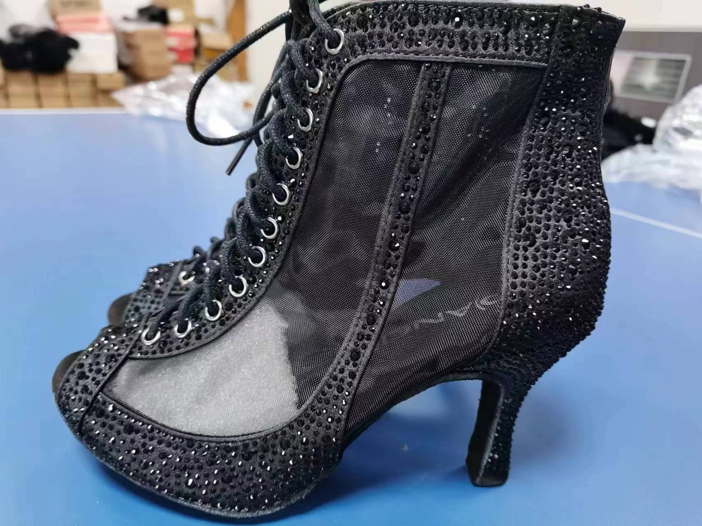 Rhinestone Latin Dance Shoes Mid-high Heel