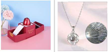 Heiße Valentinstag Geschenke Metall Rose Schmuck Geschenk-Box Halskette für Hochzeit