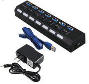 7PORT USB 3,0 HUB extern High Speed mit Netzteil