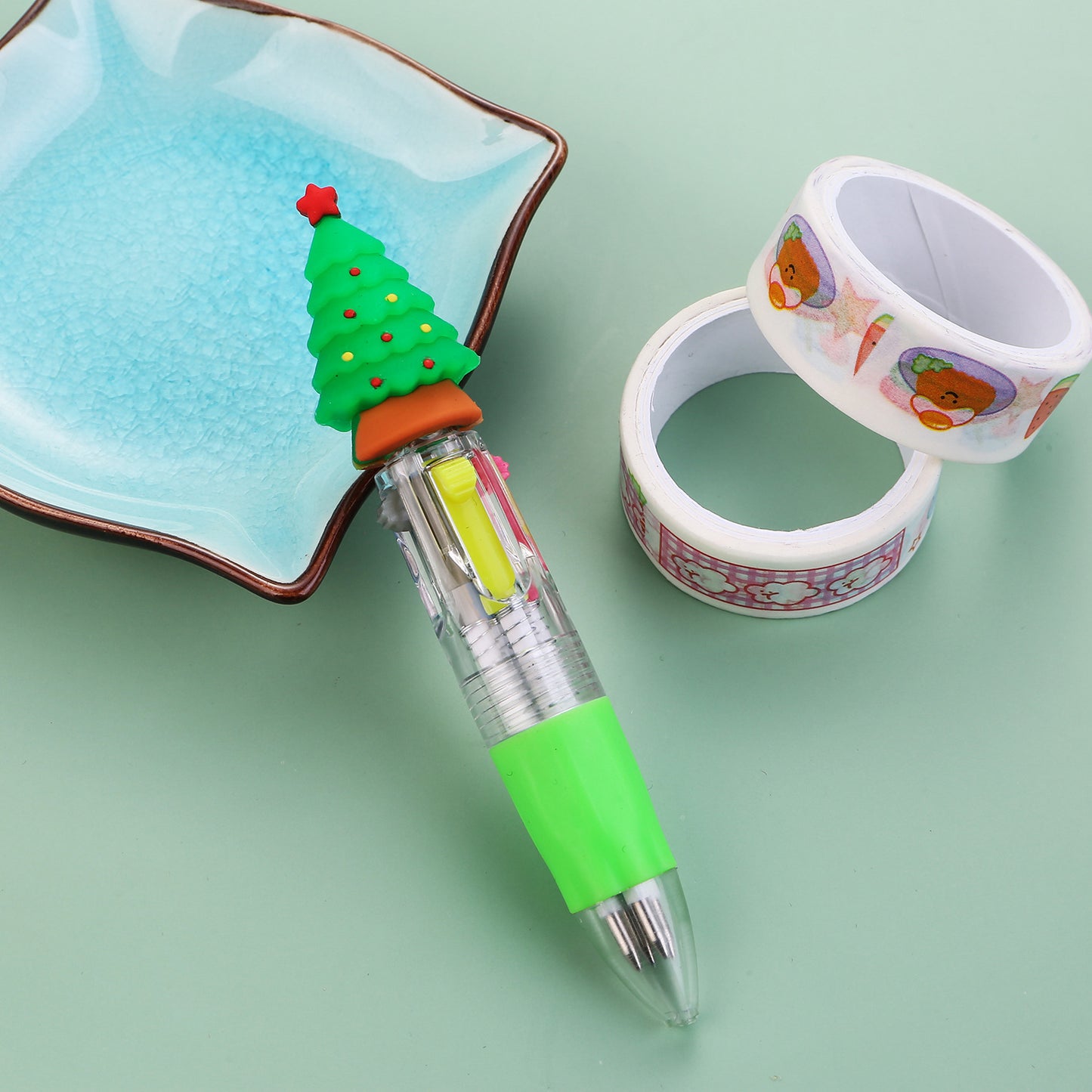 Christmas Mini Four-color Ballpoint Pen Color Pressing Pen