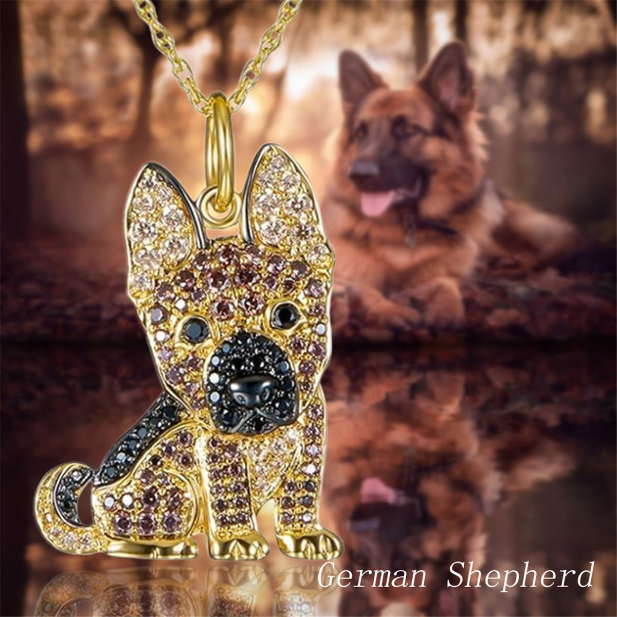 Cute German Shepherd Pendant Necklace