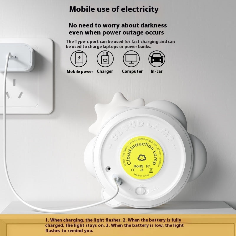 Small induction night lamp USB charging cloud Intelligent human body