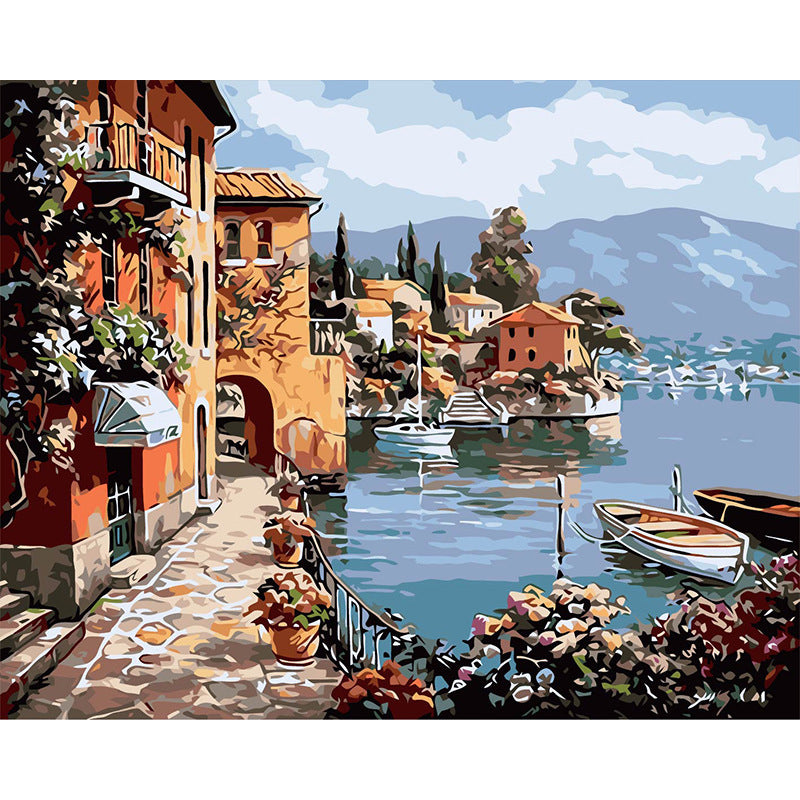 Rimless Linen Digital Oil Painting Landscape Living Room Decoration Oil Painting