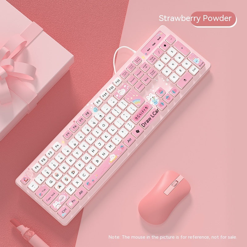 Milk Tea Rabbit Cute Chocolate Wired Keyboard