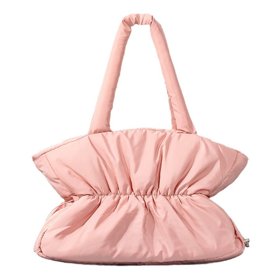 Autumn and winter pleated cotton filled large capacity handbag for women