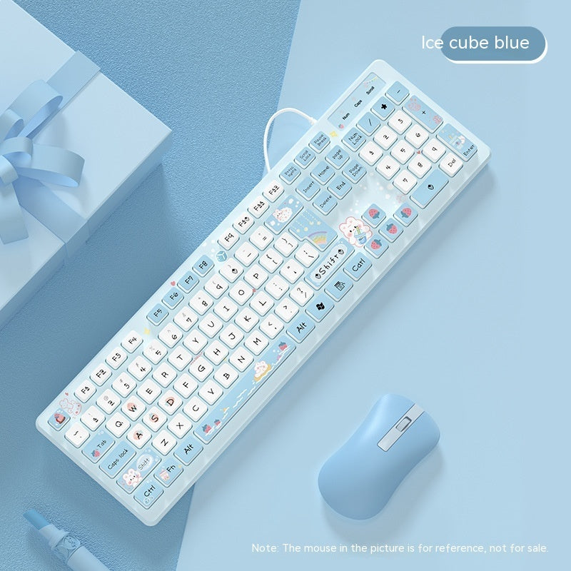 Milk Tea Rabbit Cute Chocolate Wired Keyboard