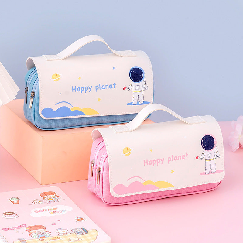 Large Pencil Case, Cute, Portable, Cartoon Design, Creative, Multifunctional