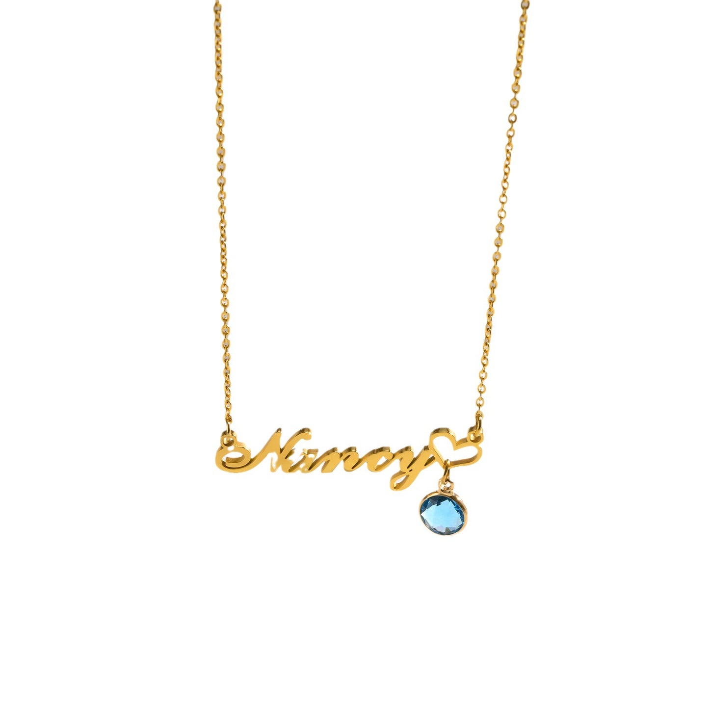 Personalized Birthstone Pendant Letter Necklace