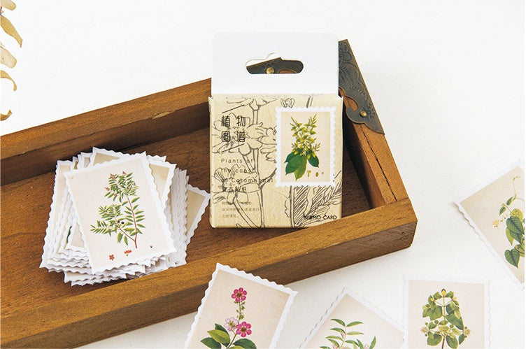 Vintage Plant Sticker Set 45-piece