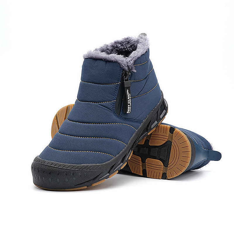 Snow Short Leather And Fur Integrated Winter Boots