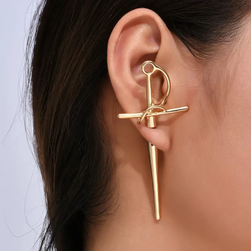 Gothic Sword Earrings Retro