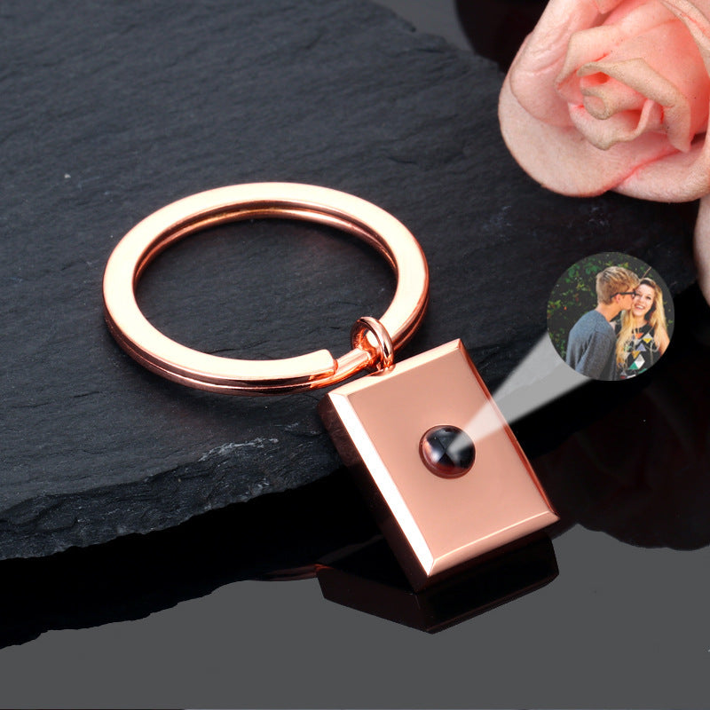 Customized Square Keychain Pendant with Bracelet Projection Color Photo