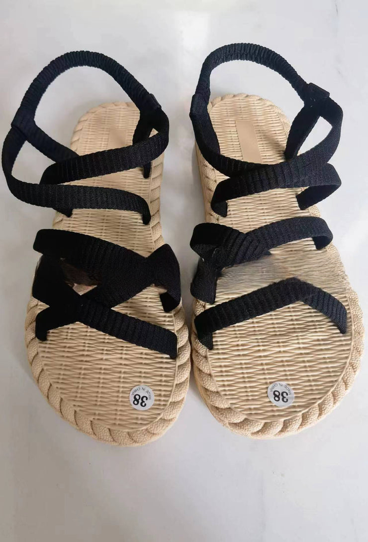 Sandalen Frauen Imitation Stroh Reise Strand