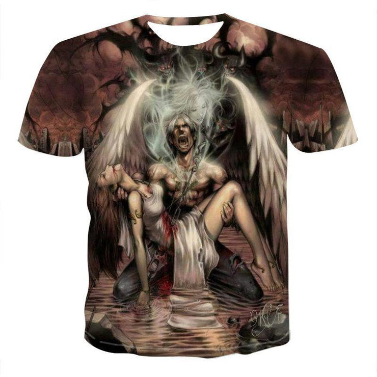 Herren T-Shirt mit Rundhalsausschnitt, kurzärmelig, Totenkopf-Motiv, Streetwear