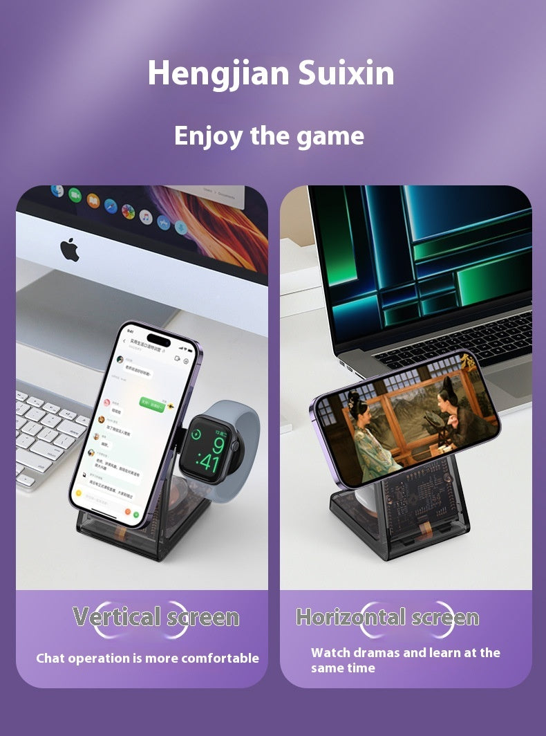 Transparentes drei-in-eins drahtloses Ladegerät Elektro magnet ständer