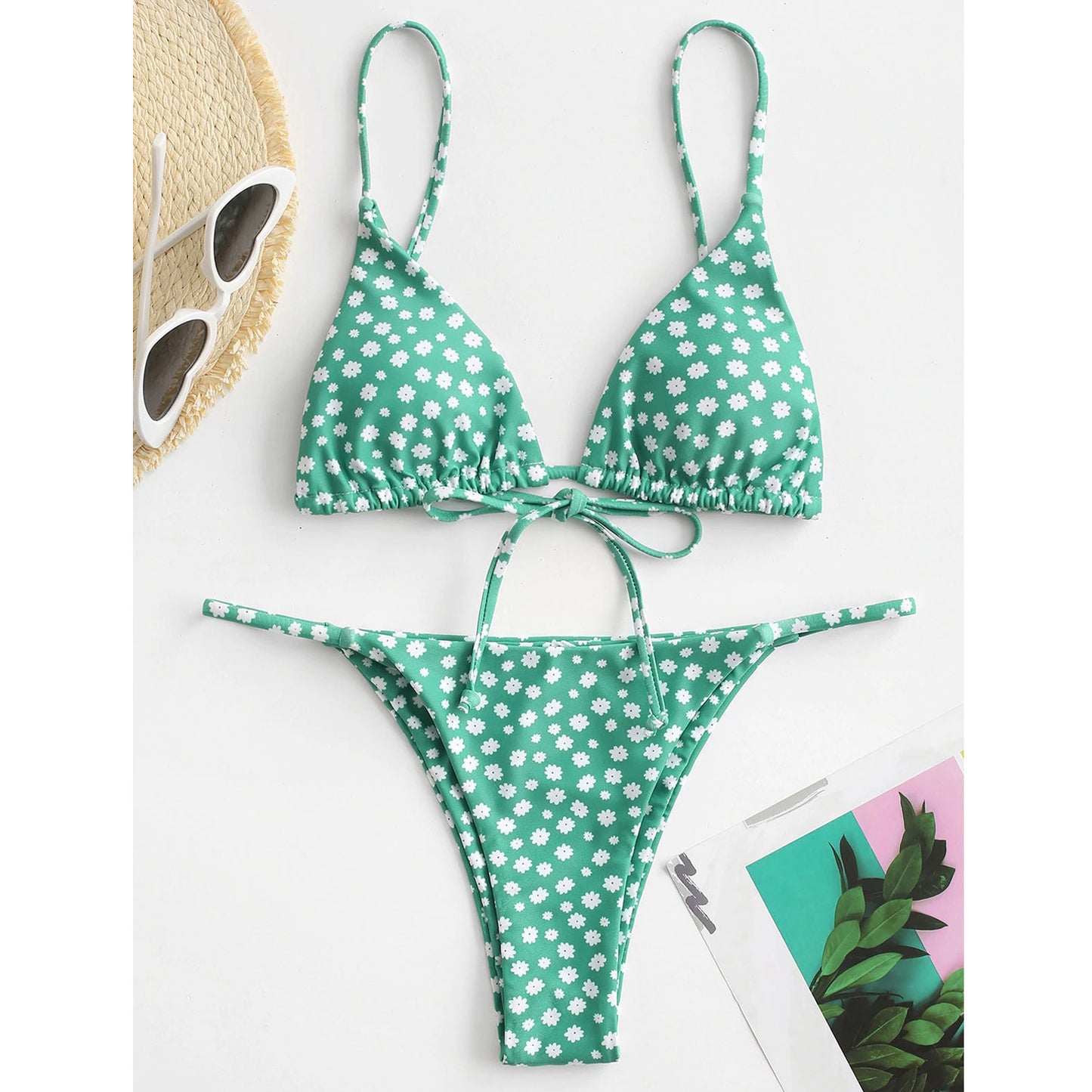 Summer Flowers Print Bikini Sexy Beach Swimming Suit Fashion Swimsuit Womens Clothing