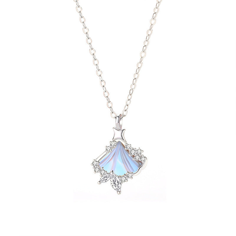 Fashion Ins Clavicle Chain Moonstone Pendant