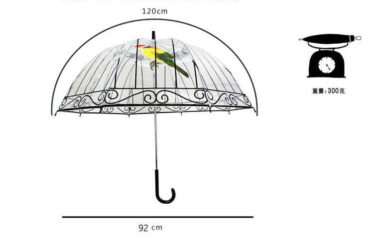 Cage Transparent Umbrella Long Handle 