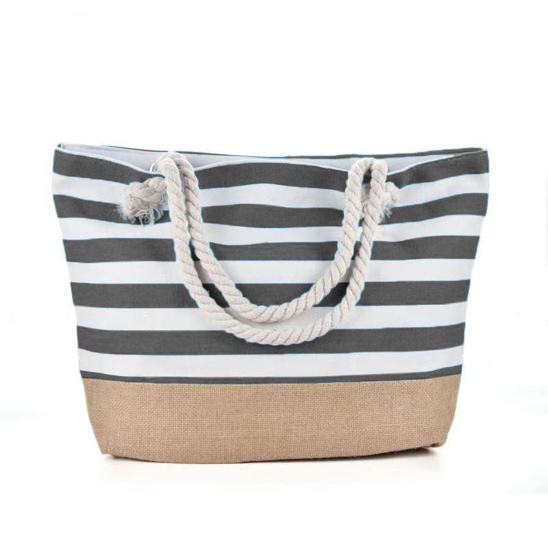 Striped beach bag, casual shoulder bag