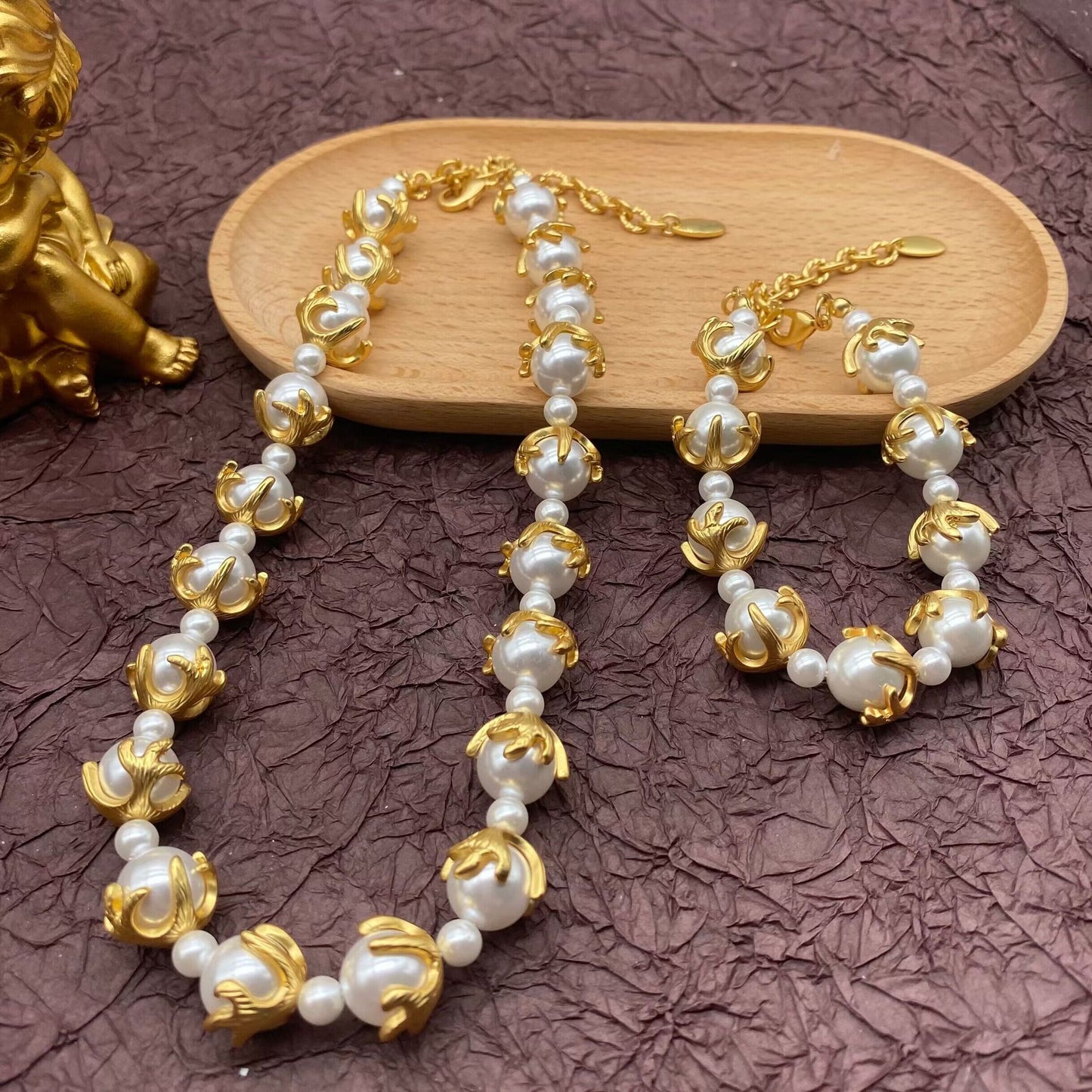 Retro Western Ocean Retro Economical Luxury Baroque Pearl Necklace Bracelet