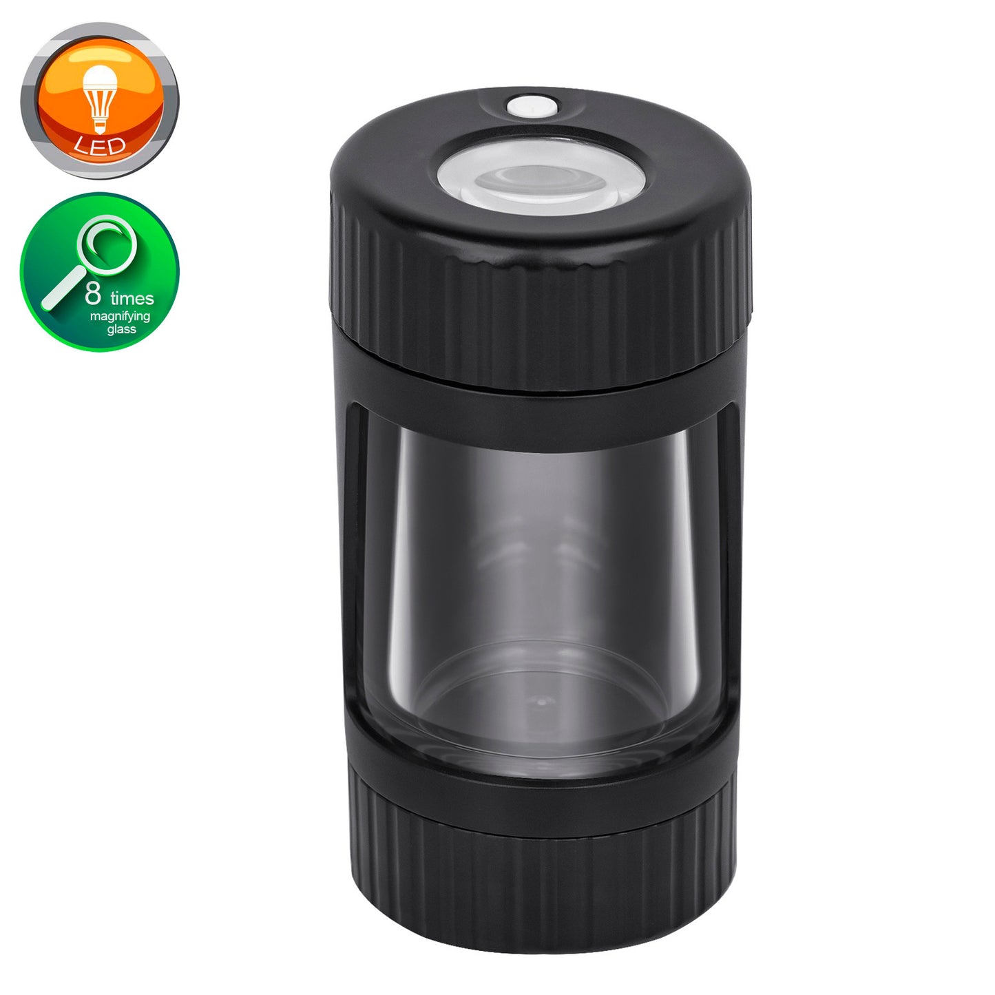 Multifunctional LED Tobacco Storage Jar With Metal Tobacco Pipe Grinder Magnifier Dampproof Sealed Can Smoking Accessories