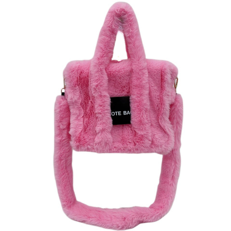 Women's Faux Rabbit Fur Portable Large-capacity Crossbody Bag