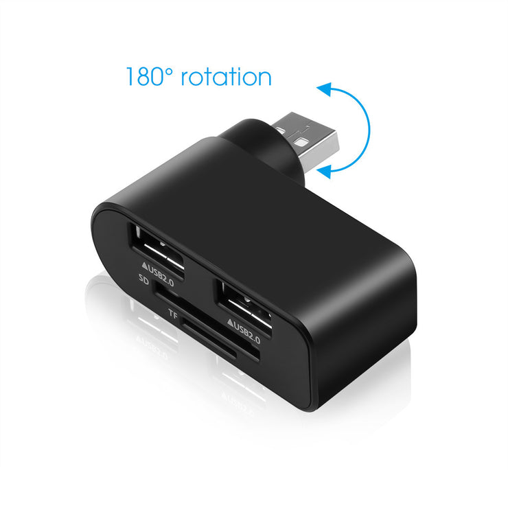 Rotierender USB 2.0HUB-Hub Multifunktions-Kartenleser-Splitter