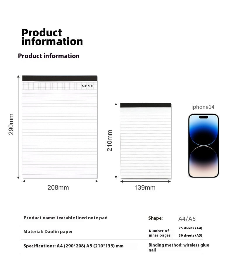 A4 Notizblock Meeting Minuten Tearable Notebook