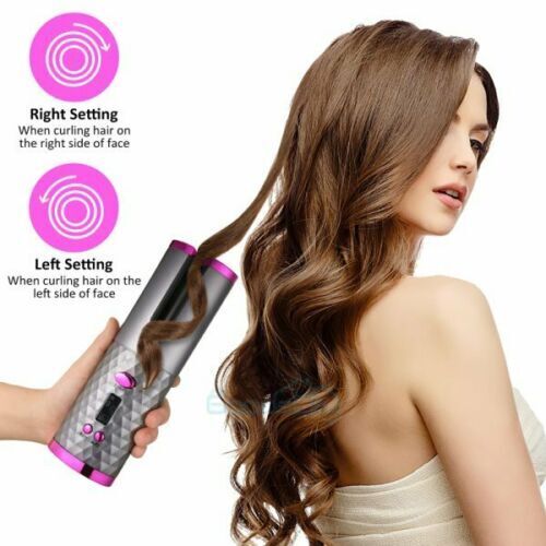 Electric curling iron with LCD display, automatic rotation, tongs, with comb