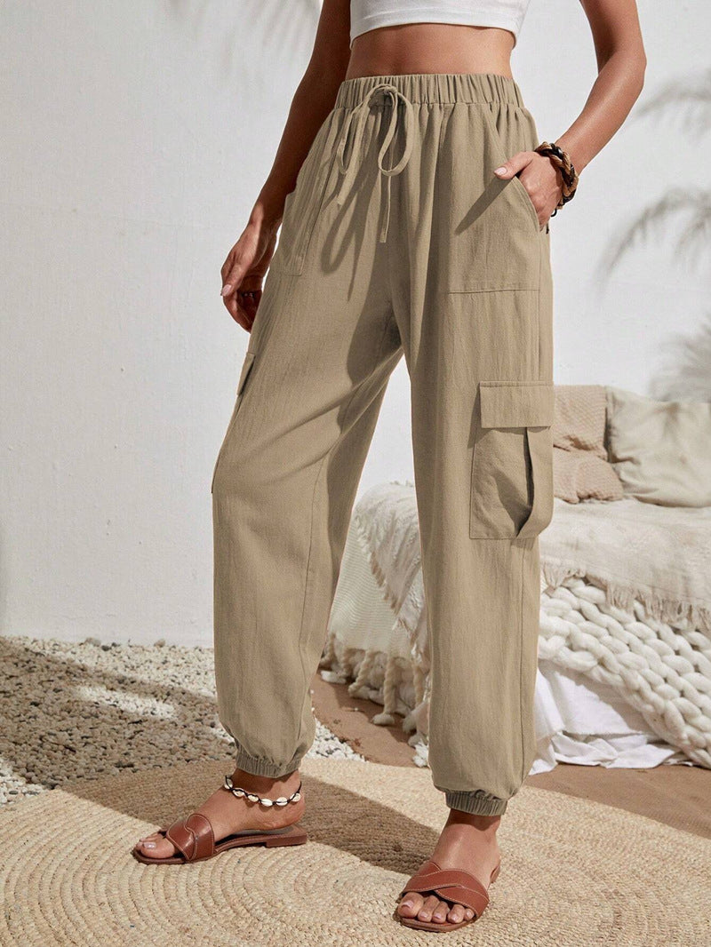 Drawstring pants with pockets for summer, casual, versatile