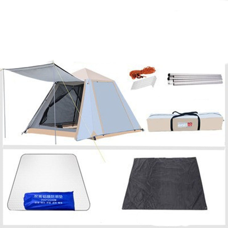 Vollautomatisches Outdoor-Zelt mit Schnellöffnung für Camping, Camping, Strand, Sonnenschutz, Verdickung, Regen, Doppelschicht-Zelt mit Aluminiumstange