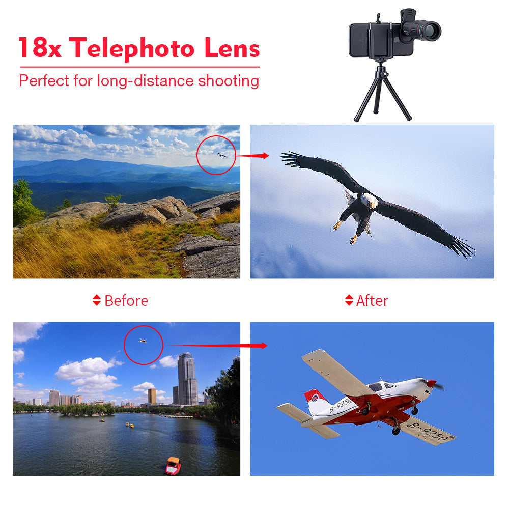 External 18 times mobile phone telephoto lens telescope intelligent focusing high-definition telephoto artifact 