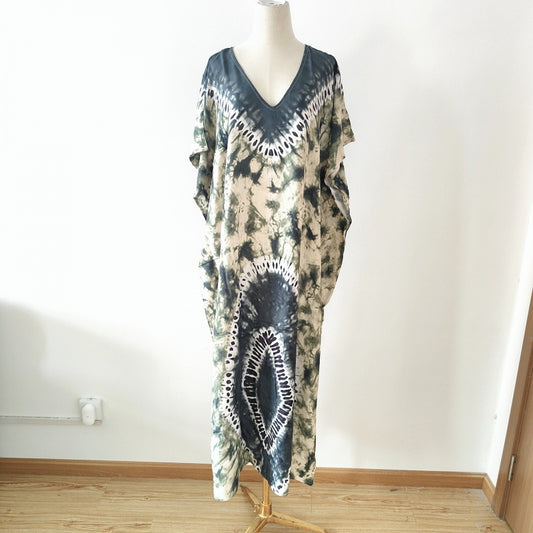 Beach Cover-up Printed Robe Seaside Vacation Dress Bikini Sun Protection Shirt