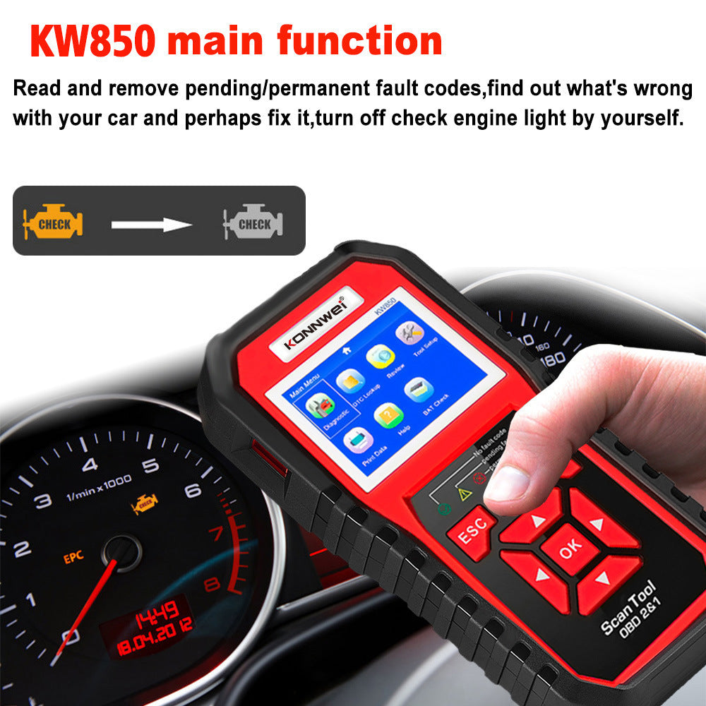 KW850 OBD2 CAN BUS Code Reader Car Engine Error