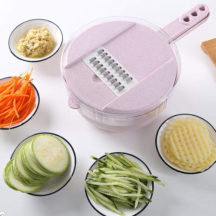 8-in-1 mandoline slicer, vegetable cutter, potato peeler with sieve