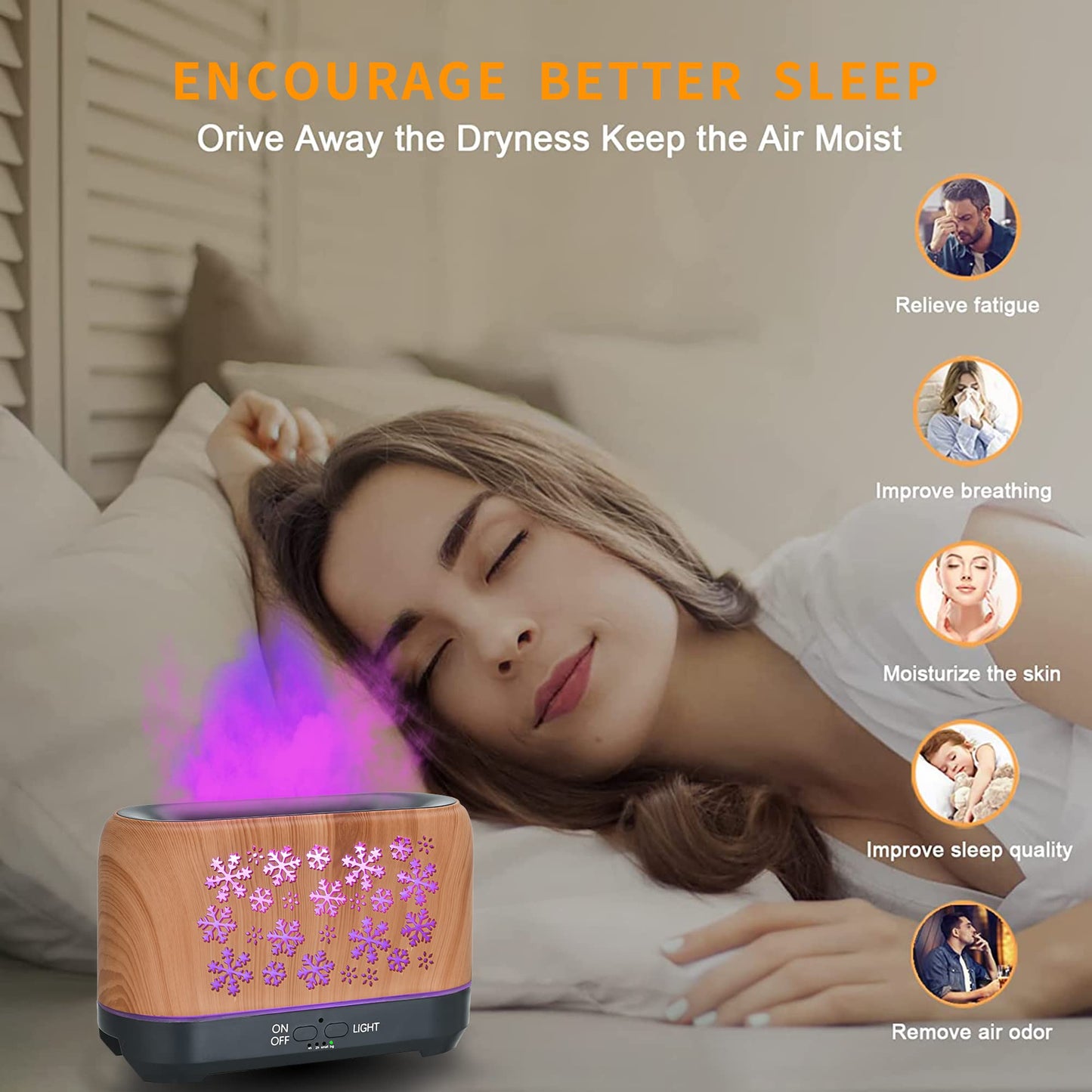 Snowflake Pattern Humidifier Colorful Aromatherapy Atmosphere