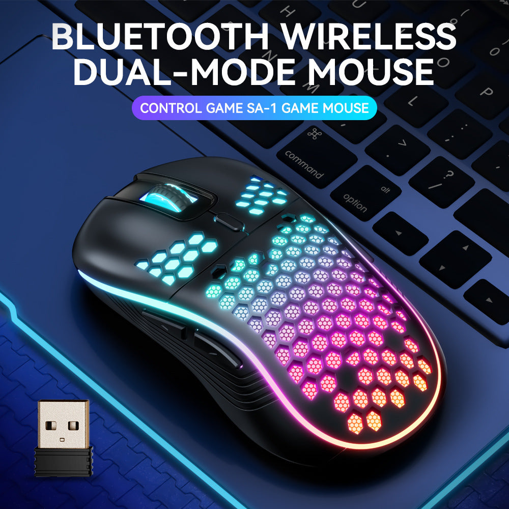 Dual Mode Honeycomb Shell RGB Wireless Bluetooth Mouse