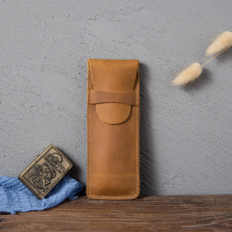 Multifunctional Retro Crazy Horse Leather Pencil Case