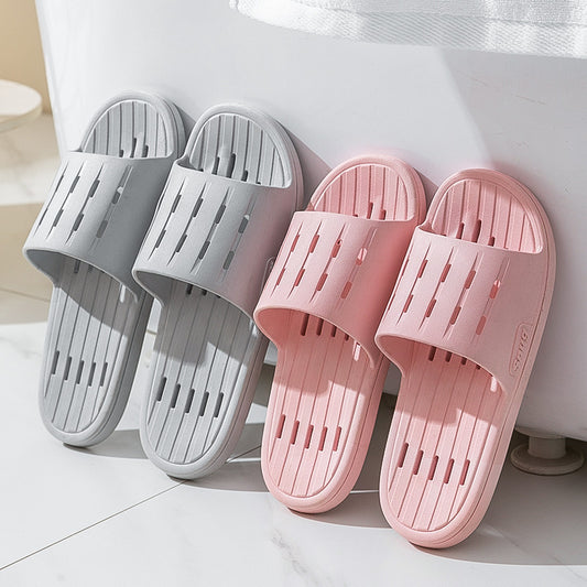 Anti-slip Striped Texture Hollow Design Slippers Women Floor Bathroom House Shoes Summer Indoor Home Slipper Couple