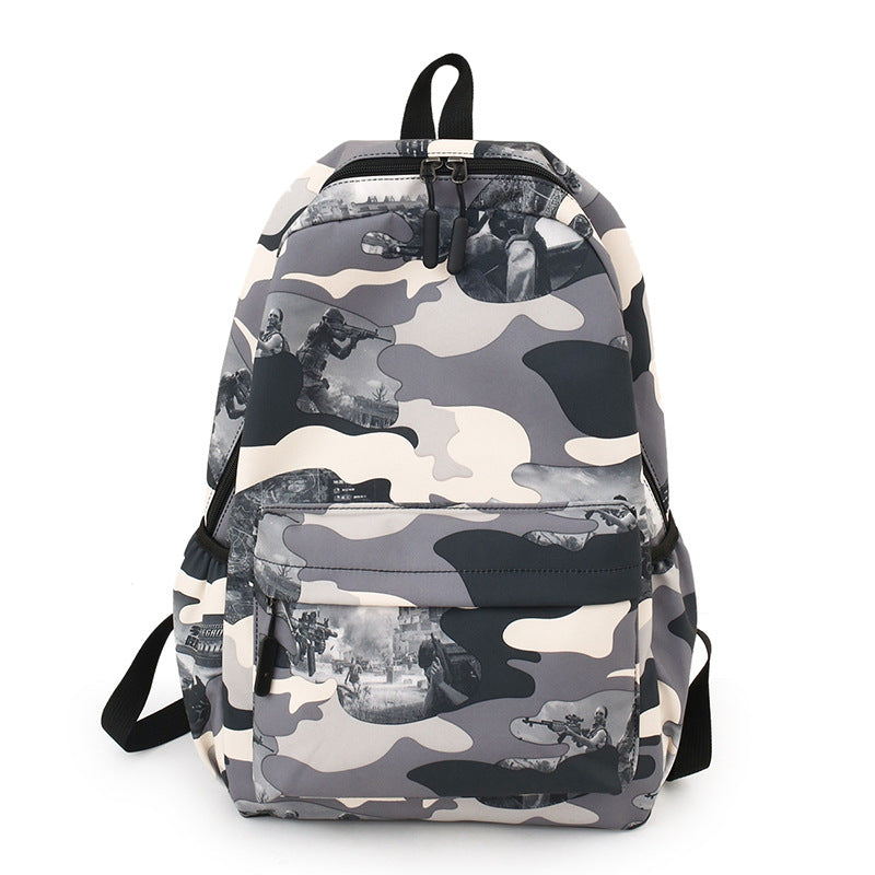 Large canvas backpack with graffiti print