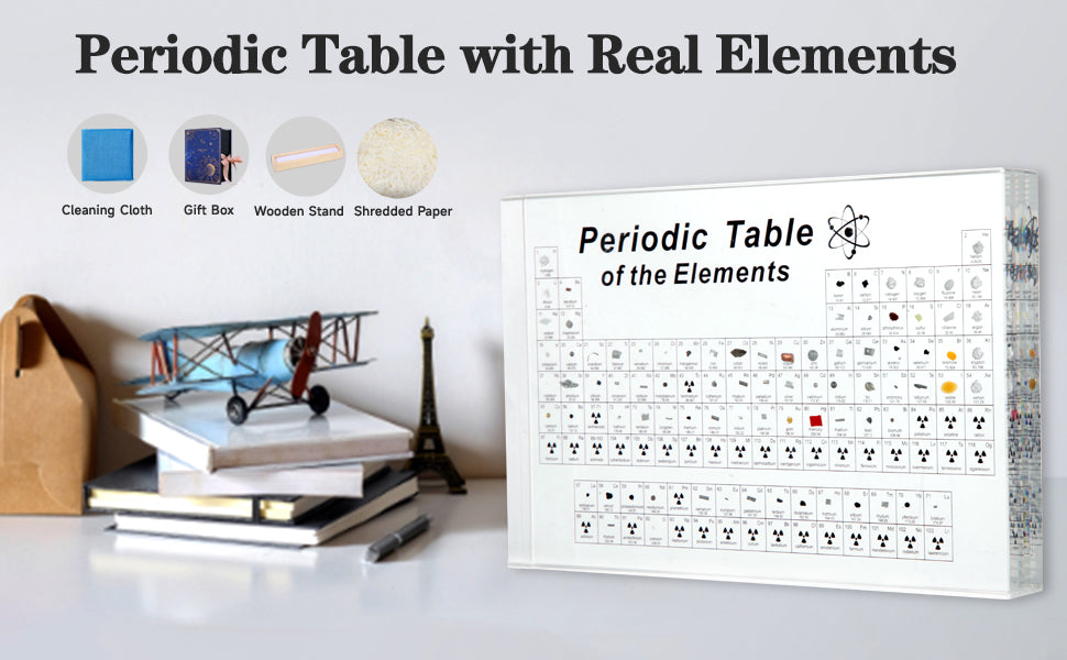 Perioden system mit 83 Arten realer Elemente im Inneren, Acryl-Perioden system der Elemente Proben, leicht zu lesen, kreative Geschenke für Natur wissenschaftler und Studenten