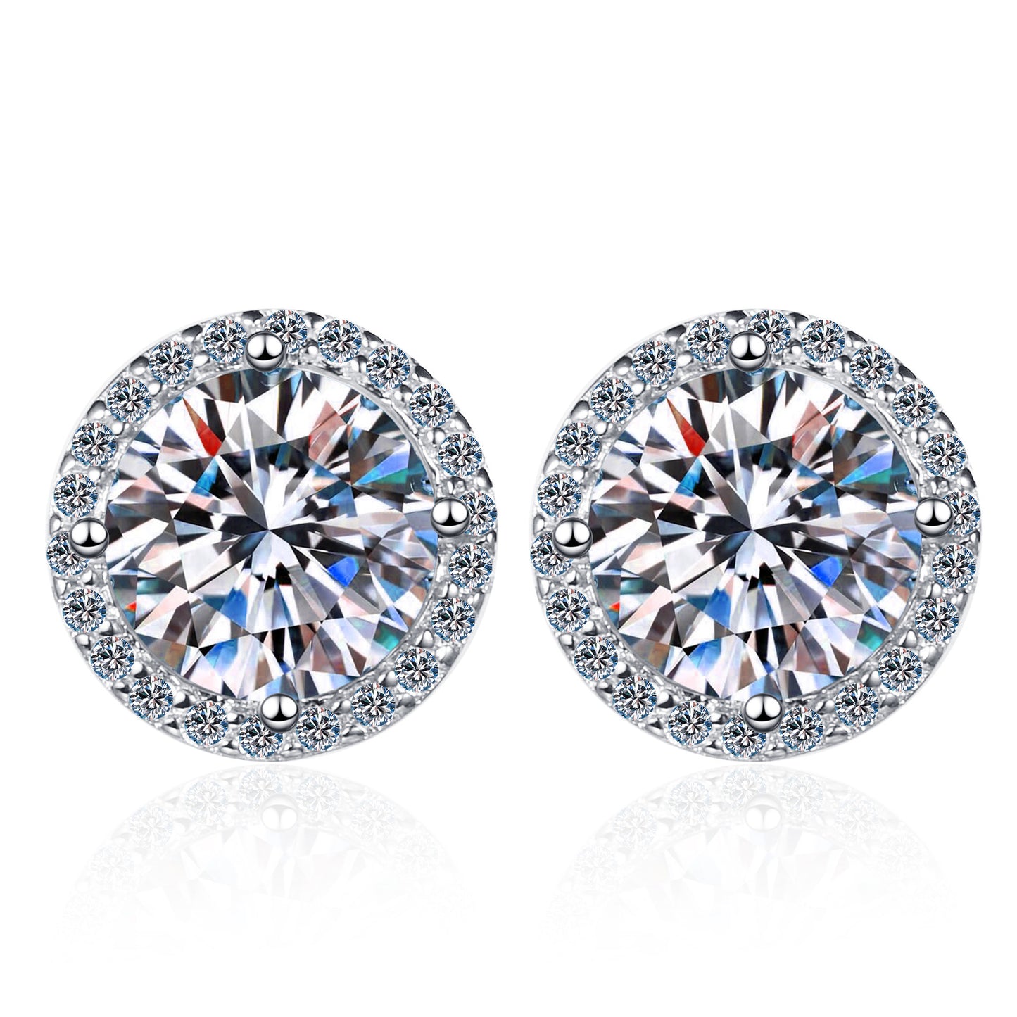 925 Sterling Silver Stud Earrings 1 Carat Moissanite