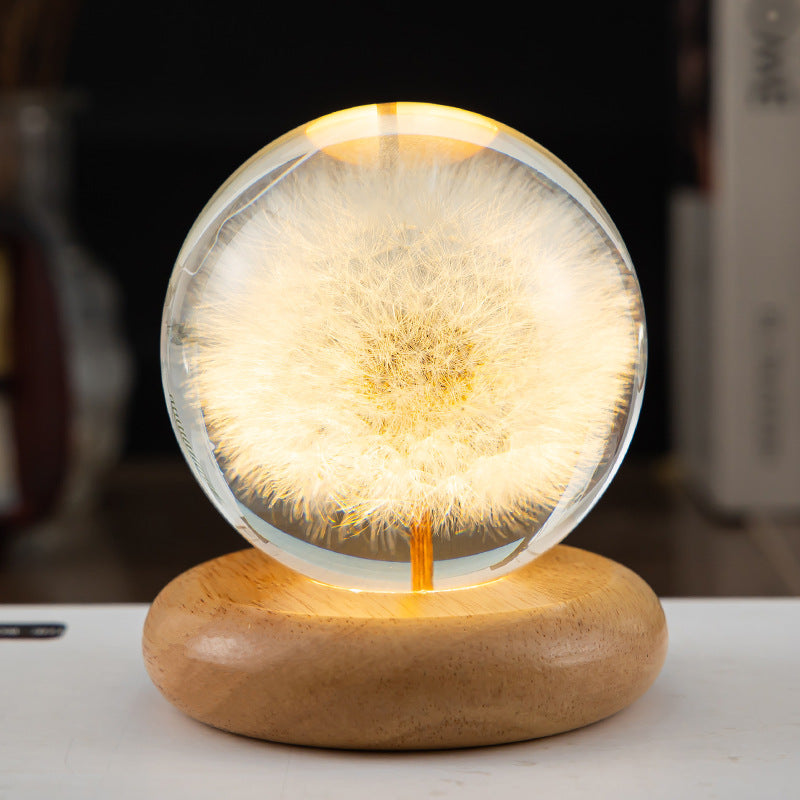 Dandelion Crystal Ball Glowing Night Light Eternal Flower