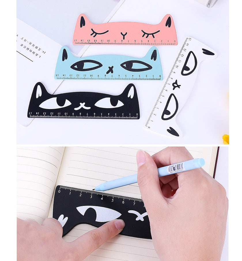 Kawaii 15cm Candy Colored Cat Wooden Ruler