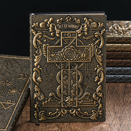 Tarot Card Retro Embossed Notebook PU Bronze