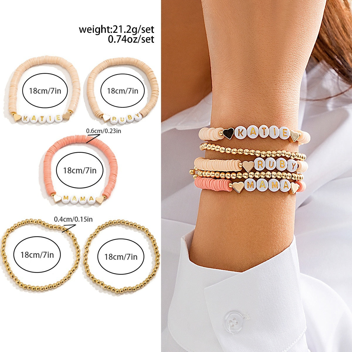 Ladies Letter Bracelet Suit Memorial Mother Beads