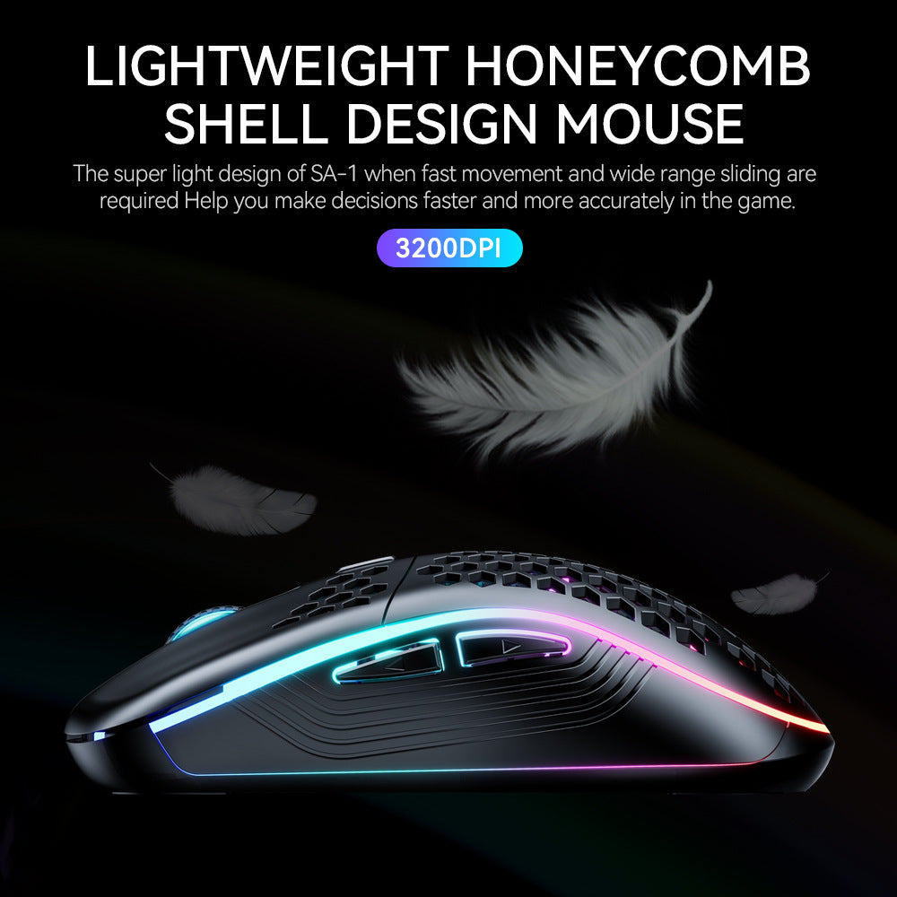 Dual Mode Honeycomb Shell RGB Wireless Bluetooth Mouse