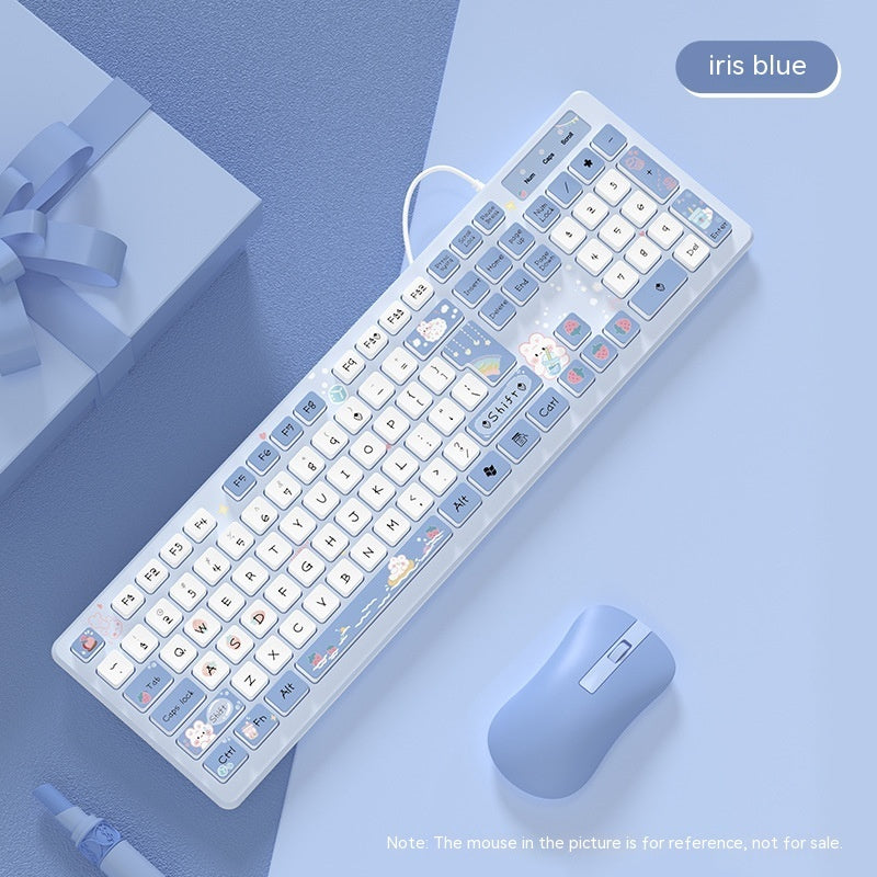 Milk Tea Rabbit Cute Chocolate Wired Keyboard